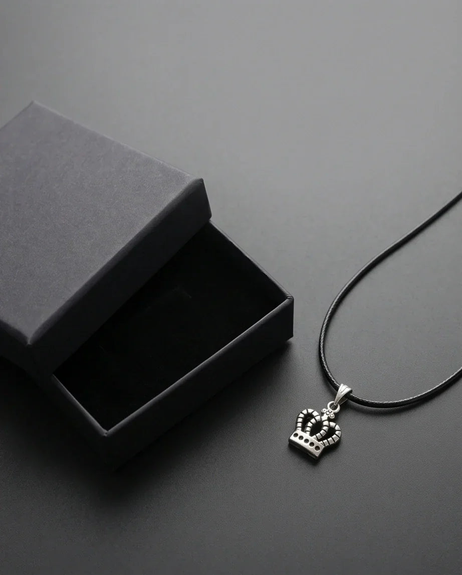 Silver Crown Pendant Necklace