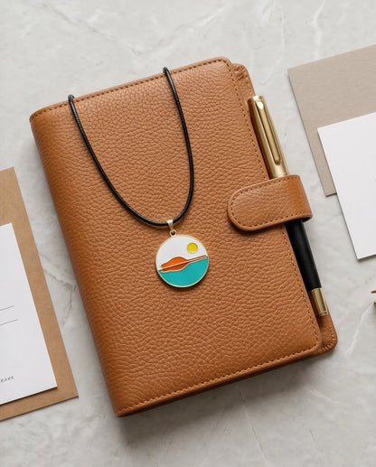 Minimalist Landscape Medallion Cord Necklace