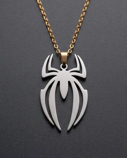 Silver Tribal Spider Emblem Pendant Necklace