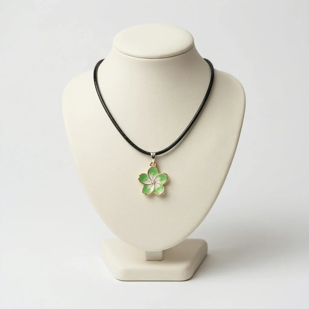 Gold and Light Green Blossom Necklace