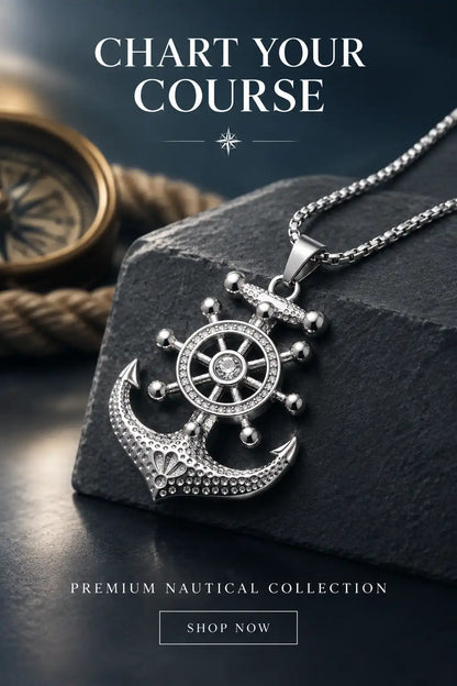 Nautical Ship Wheel Anchor Pendant Box Chain