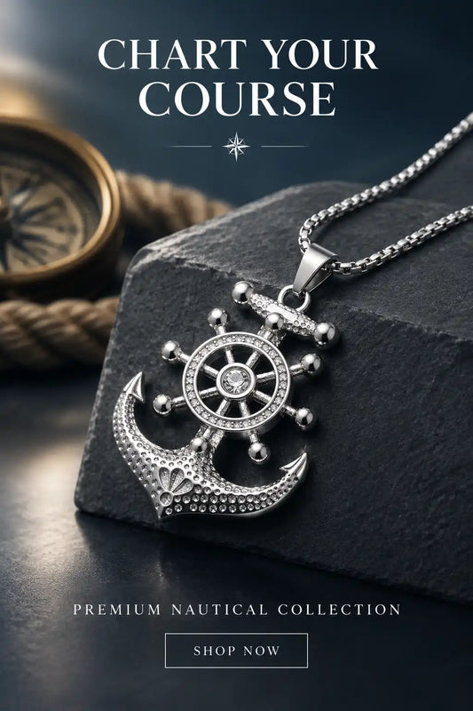 Nautical Ship Wheel Anchor Pendant Box Chain