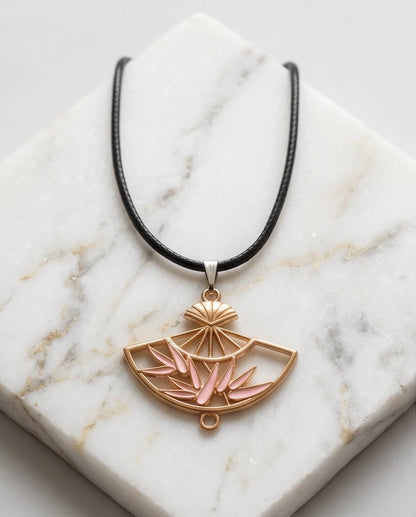 Blush Pink Fan Pendant Necklace