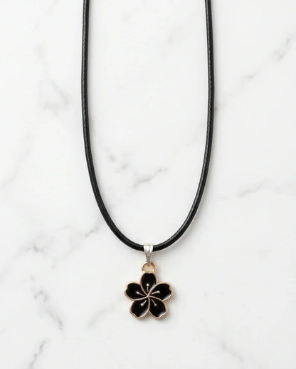 Gold and Black Cherry Blossom Necklace