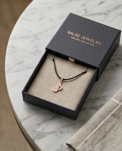 Gold and Pink Eighth Note Necklace