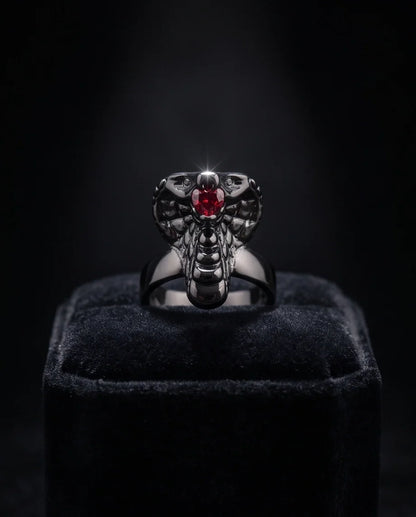 Ruby-Set Sculpted Cobra Ring