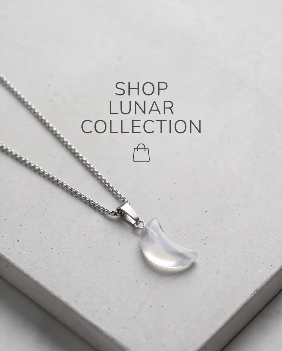 Silver Opalite Crescent Moon Pendant Necklace