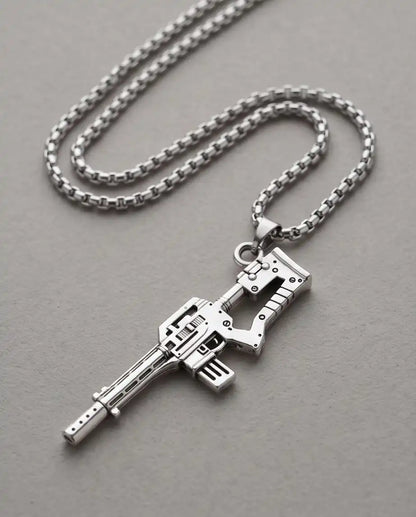 Cyberpunk Assault Rifle Weapon Pendant Box Chain