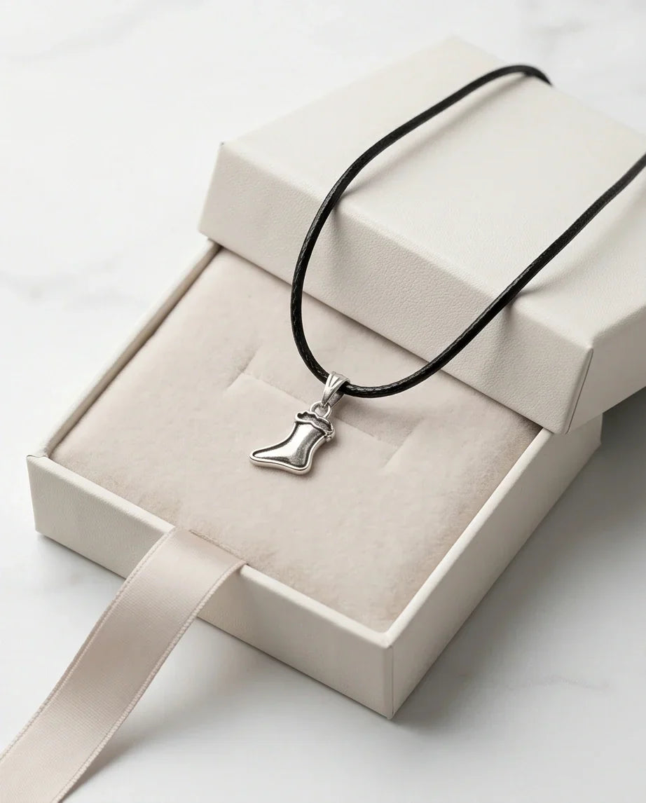 Silver Retro Stocking Pendant Necklace