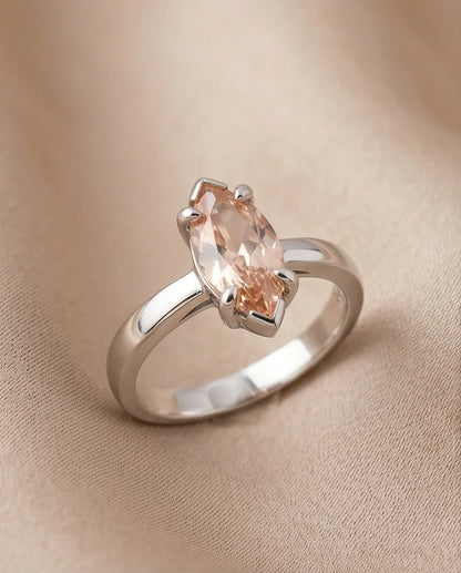 Sterling Silver Champagne Marquise Cut Solitaire Ring