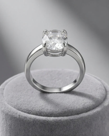 Sterling Silver Oval-Cut Moissanite Solitaire Ring