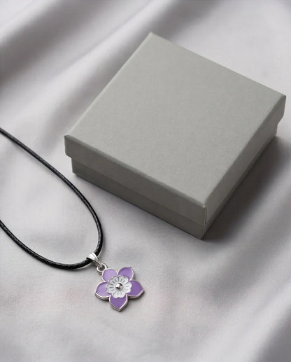 Delicate Lavender and White Layered Floral Enamel Pendant Necklace