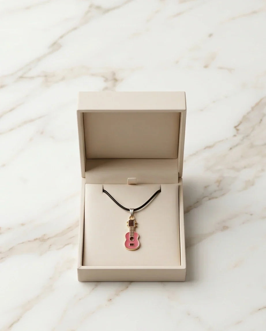Gold and Pink Acoustic Guitar Necklace
