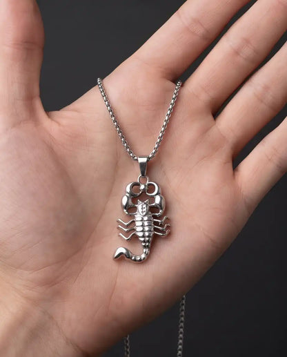 Iced Scorpio Pendant Silver Box Chain Necklace
