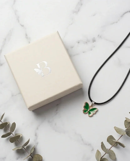 Gold and Green Butterfly Pendant Necklace