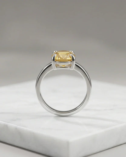 Sterling Silver Oval Yellow Citrine Solitaire Ring
