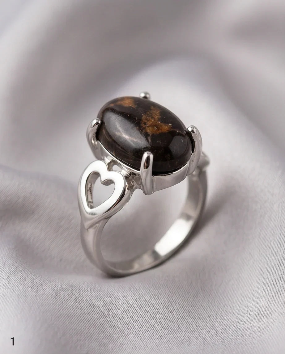 Mystic Meridian Onyx Heart Ring