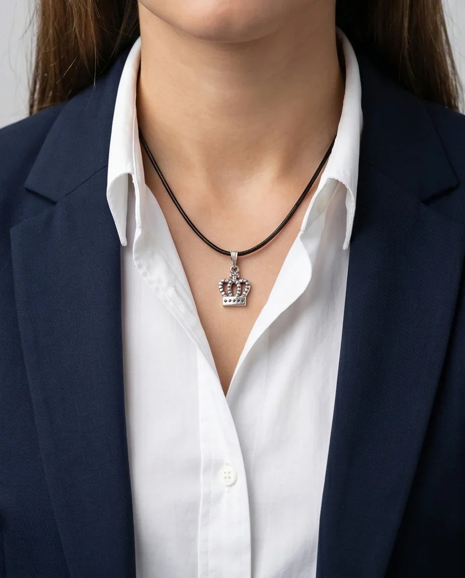 Silver Crown Pendant Necklace