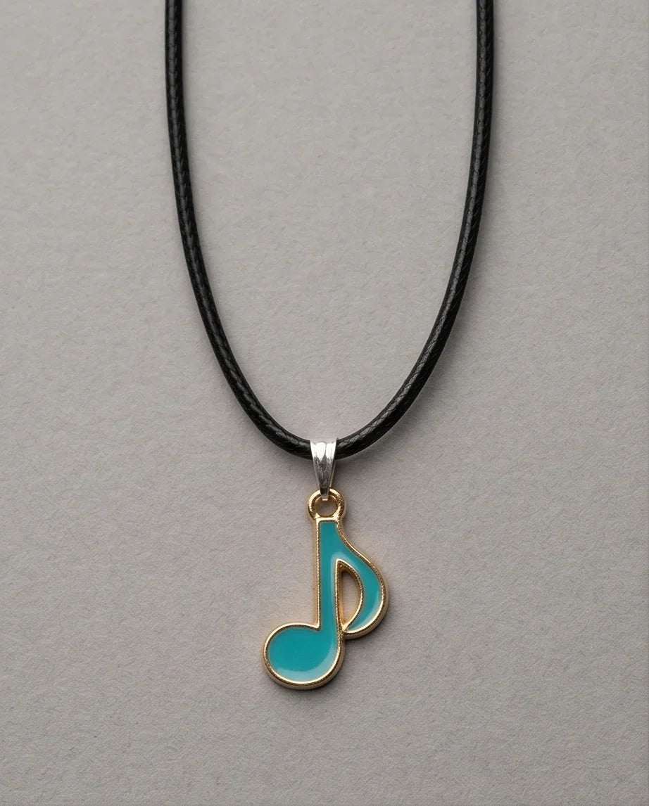 Gold and Turquoise Eighth Note Necklace