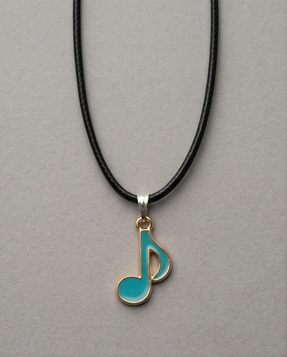 Gold and Turquoise Eighth Note Necklace