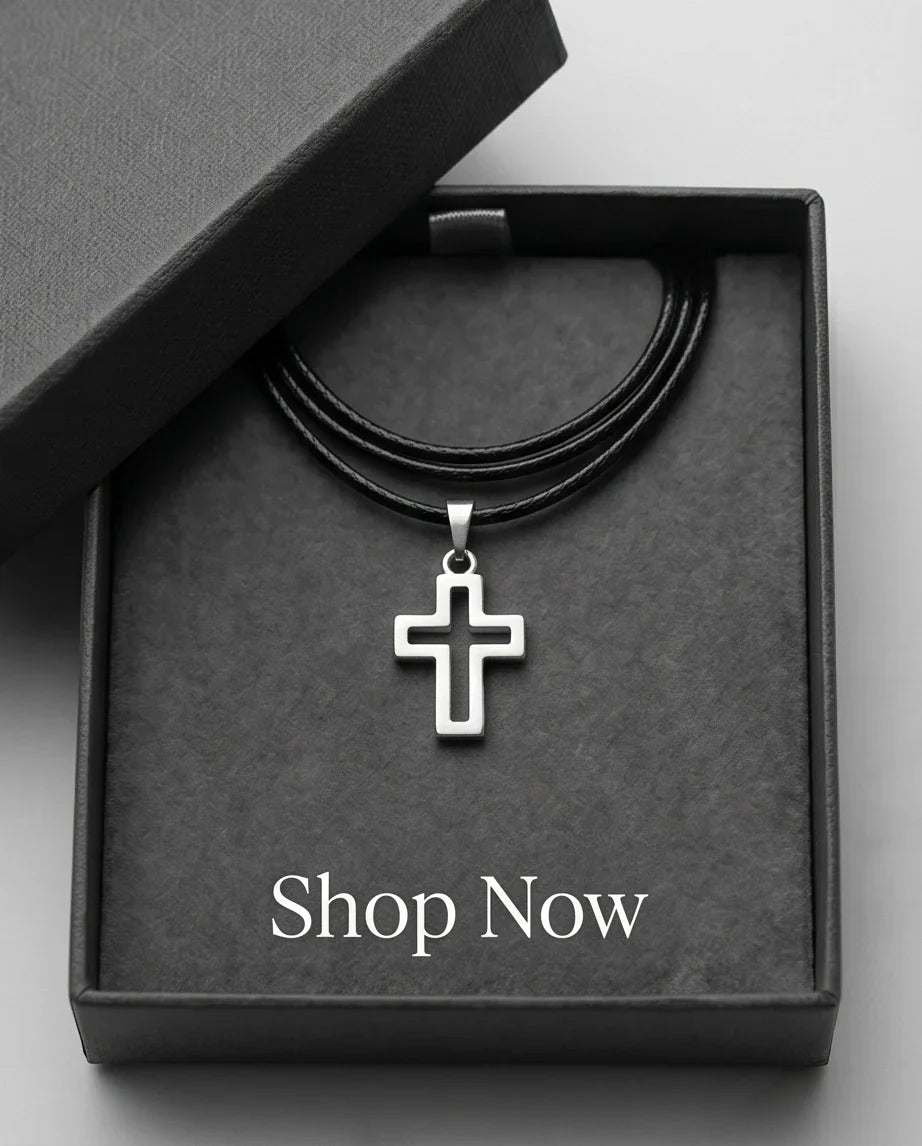 Silver Open Cross Pendant Necklace