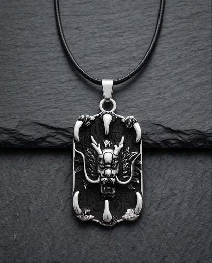 Gothic Dragon Claw Tag Silver Box Chain Necklace