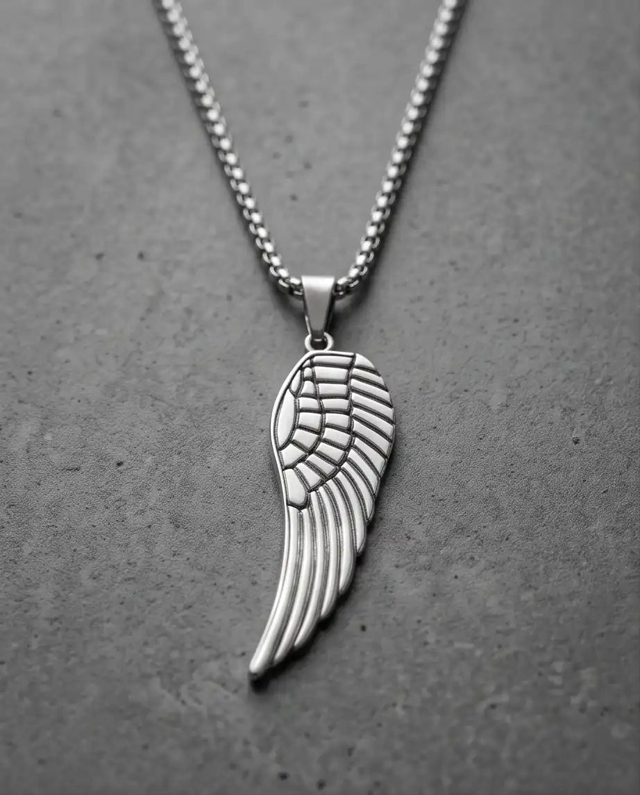 Feathered Angel Wing Pendant Box Chain
