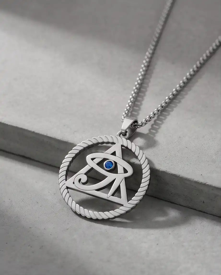 Mystic Eye Pyramid Rope Ring Pendant Box Chain