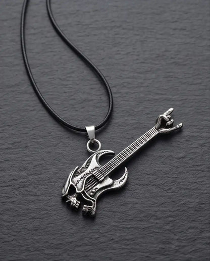 Rock Horns Electric Guitar Pendant Box Chain