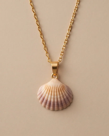 Silver Natural Seashell Pendant Chain Necklace