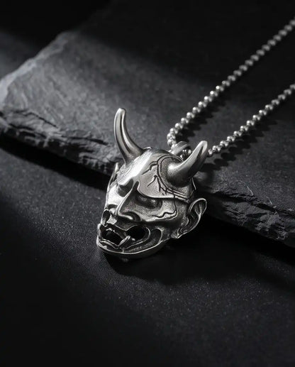 Japanese Hannya Mask Pendant Box Chain