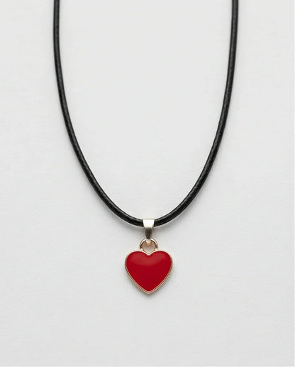 Gold and Red Classic Heart Necklace