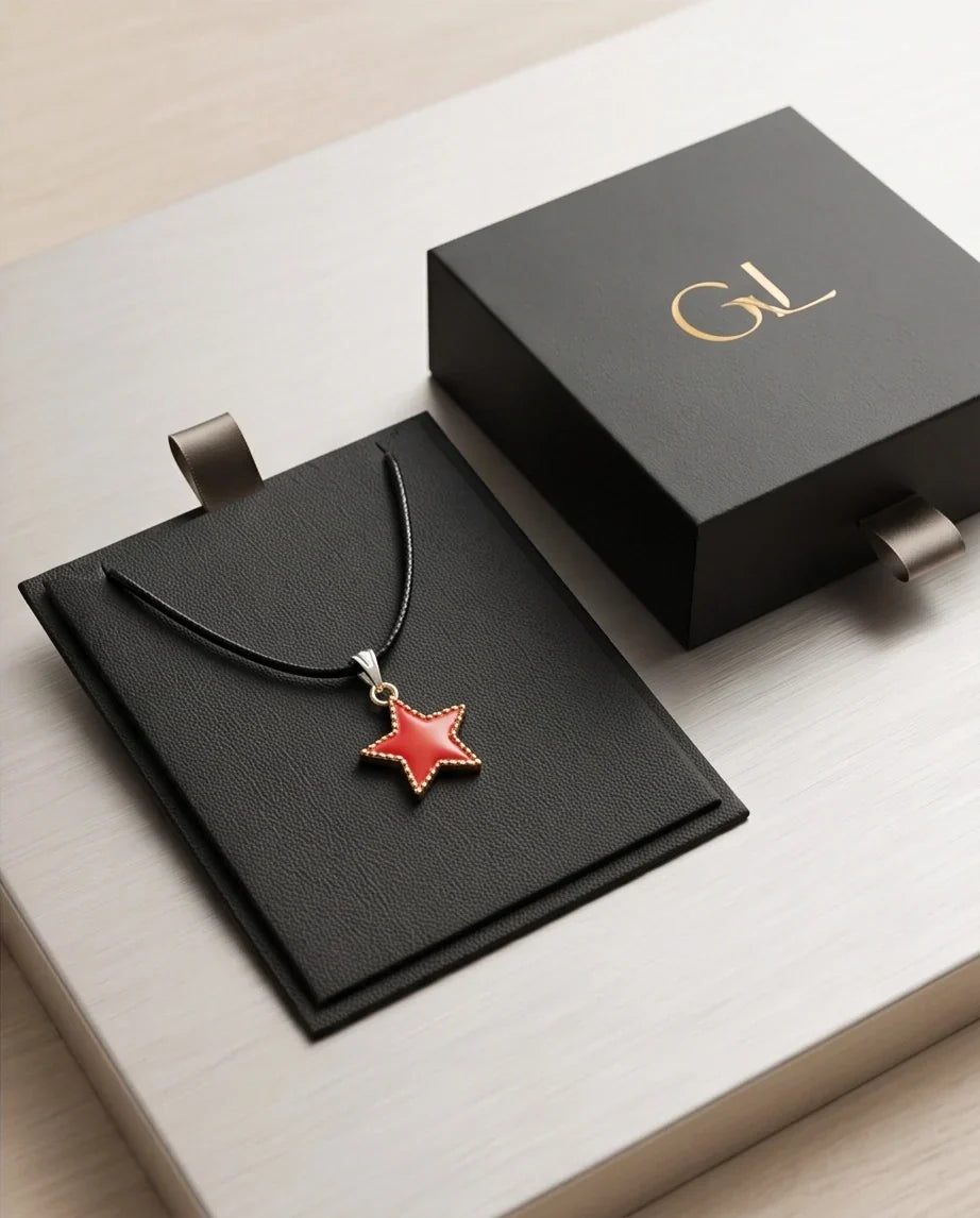 Vibrant Red Star Enamel Pendant Necklace