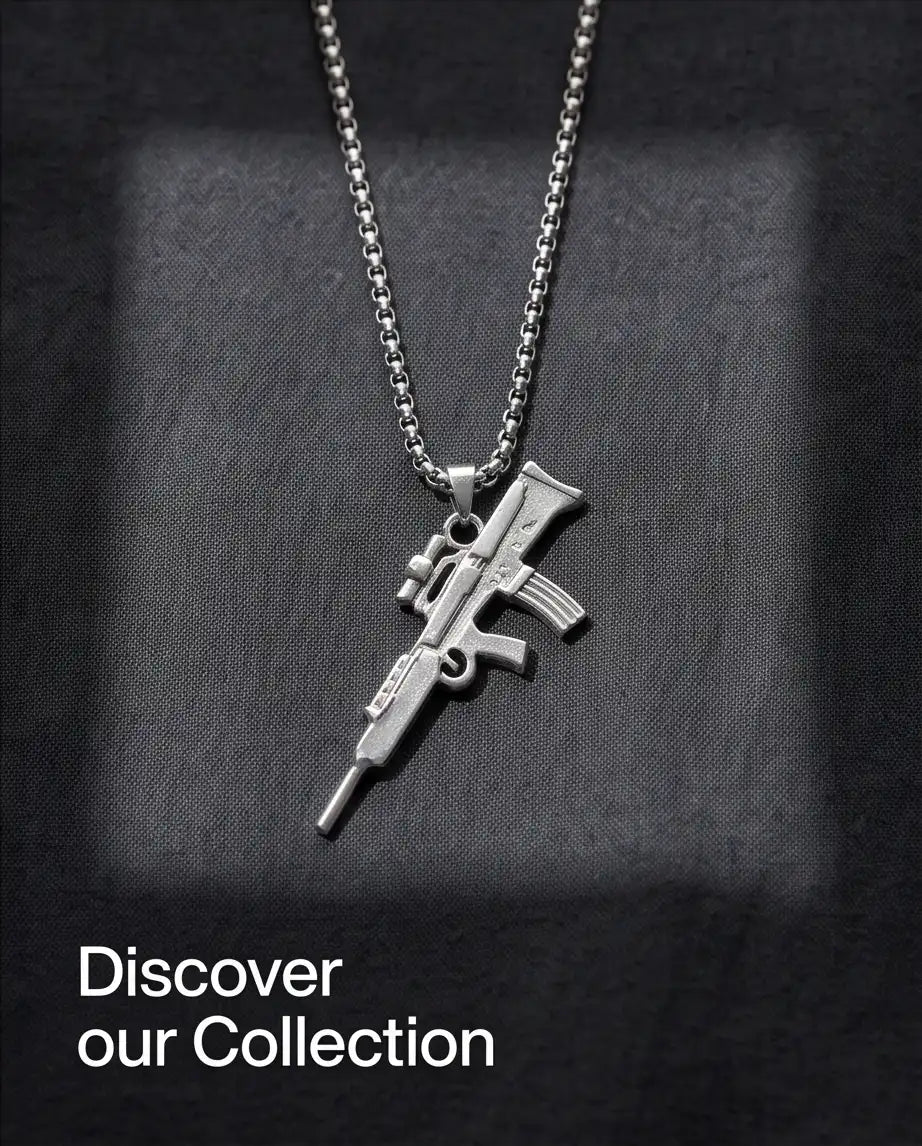 Tactical Sniper Rifle Weapon Pendant Box Chain