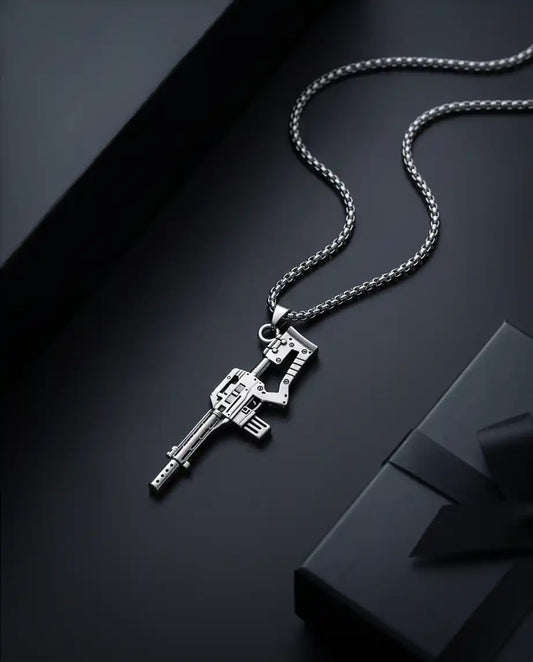 Cyberpunk Assault Rifle Weapon Pendant Box Chain