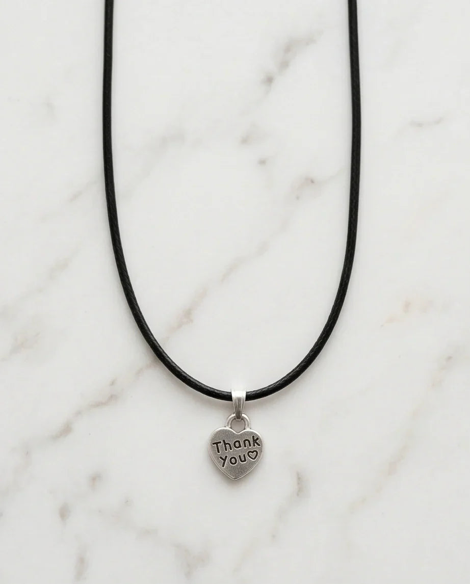 Silver Engraved Thank You Heart Necklace