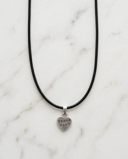 Silver Engraved Thank You Heart Necklace