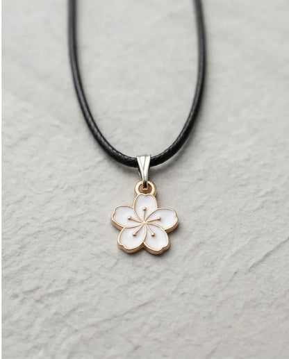 Gold and White Cherry Blossom Necklace