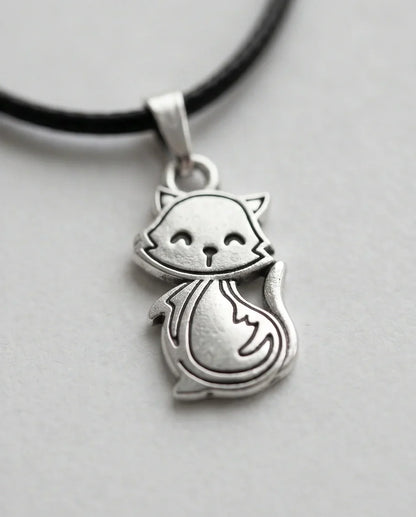 Silver Cute Cat Pendant Necklace