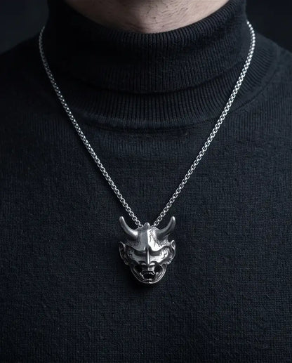Japanese Hannya Mask Pendant Box Chain