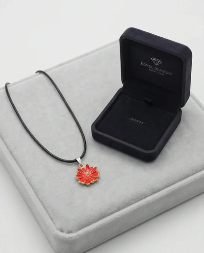 Gold and Red Marigold Pendant Necklace
