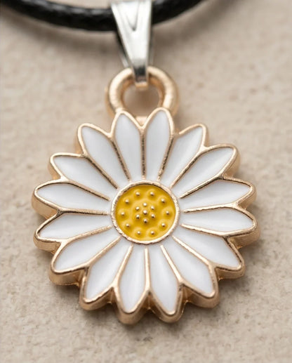 Gold and White Daisy Pendant Necklace