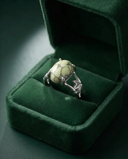 Earthy Mint Leaf Statement Ring