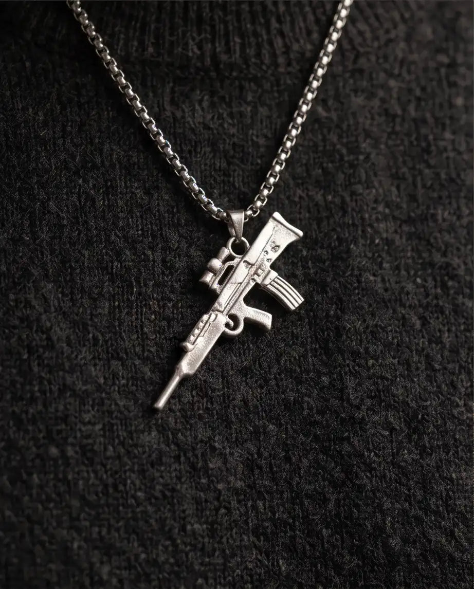 Tactical Sniper Rifle Weapon Pendant Box Chain