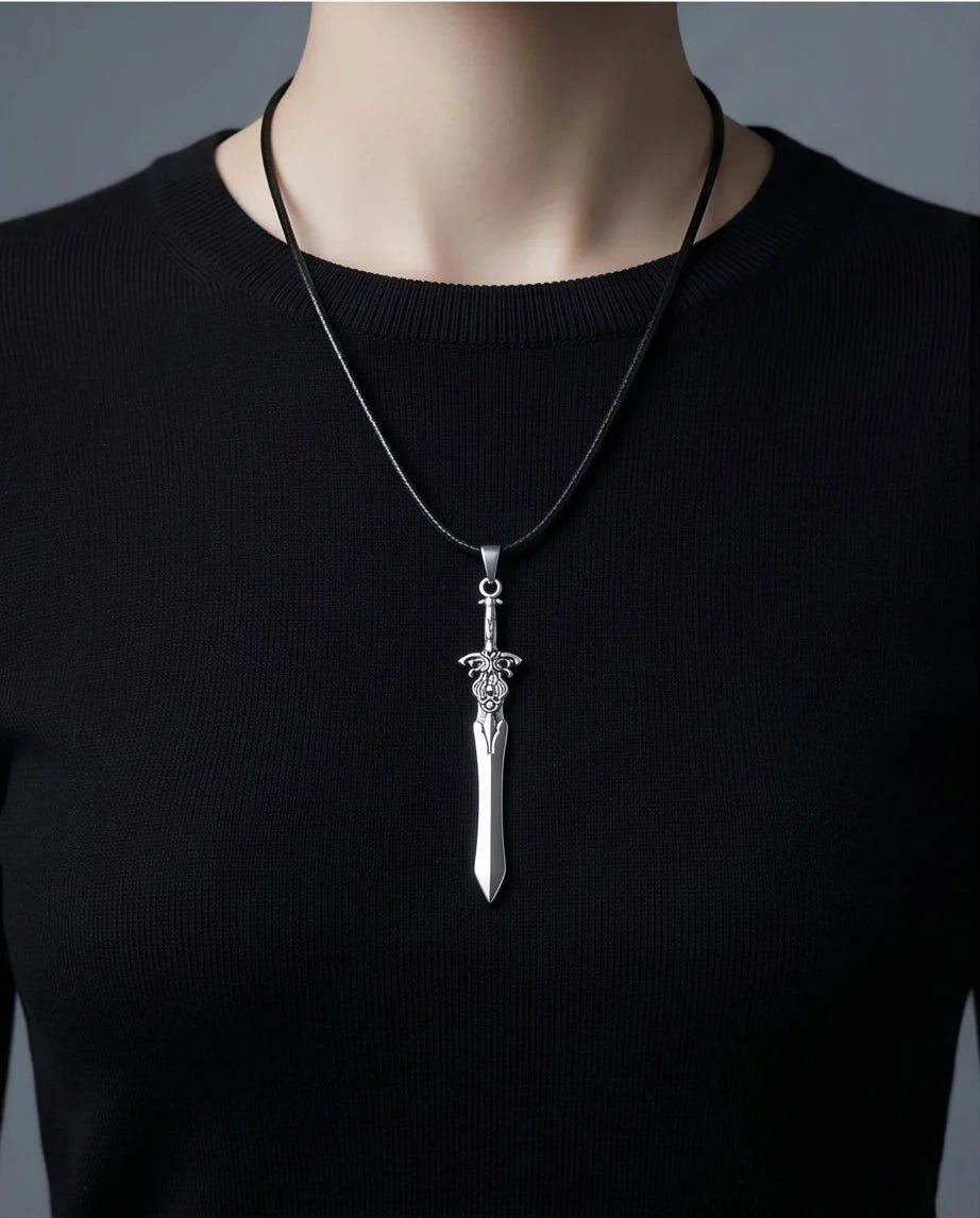 Vintage Silver Sword Pendant Necklace