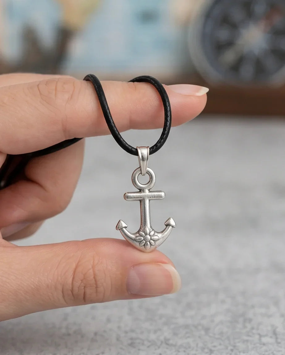 The Sunken Bloom: Vintage Anchor & Sunflower Pendant Necklace