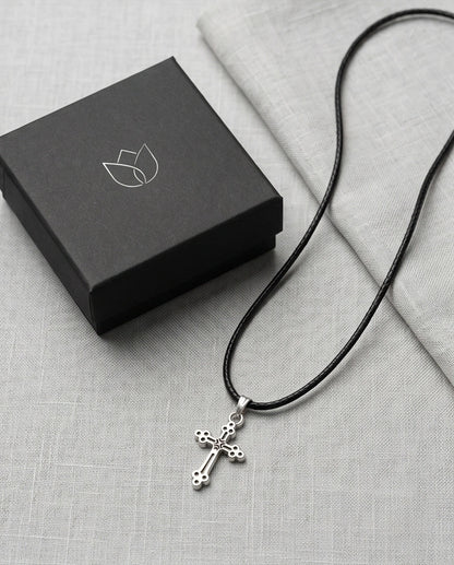 Silver Detailed Decorative Cross Necklace