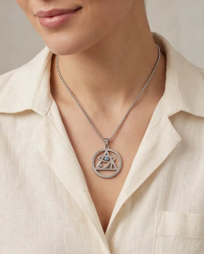 Mystic Eye Pyramid Rope Ring Pendant Box Chain