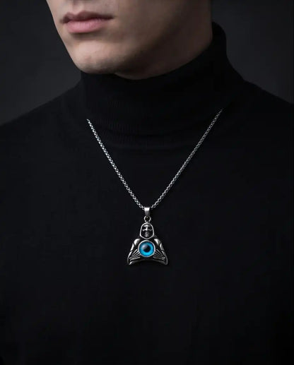 Blue Eye Hooded Reaper Pendant Box Chain