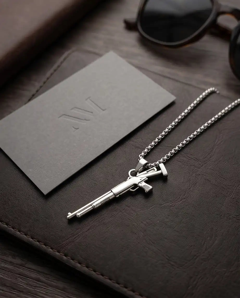 Tactical Pump-Action Shotgun Weapon Pendant Box Chain